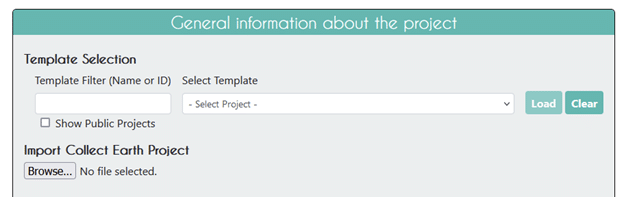 Import Collect Earth Project dialog.